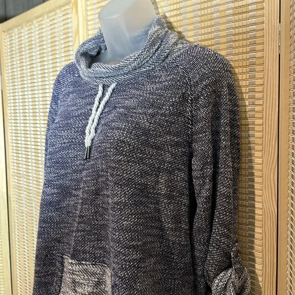 Kensie Performance Drawstring Cowlneck Half Sleeve Sweater Kangaroo Pocket Small - Picture 5 of 16